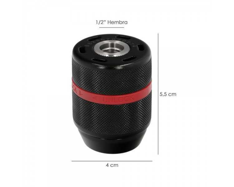 Portabrocas Sin Llave Metalico 1/2" Hembra. Brocas Hasta Ø 13 mm. Mandril taladro