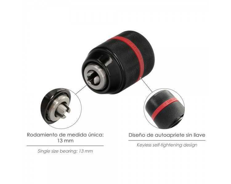Portabrocas Sin Llave Metalico 1/2" Hembra. Brocas Hasta Ø 13 mm. Mandril taladro