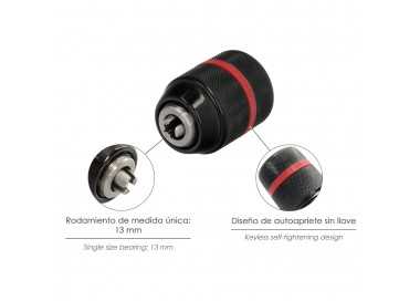 Portabrocas Sin Llave Metalico 1/2" Hembra. Brocas Hasta Ø 13 mm. Mandril taladro