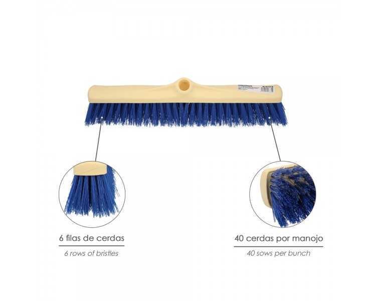 Cepillo Barrendero Industrial Fibra Semi Rigida PVC. Soporte Polipropileno 50 cm. (Sin Mango)