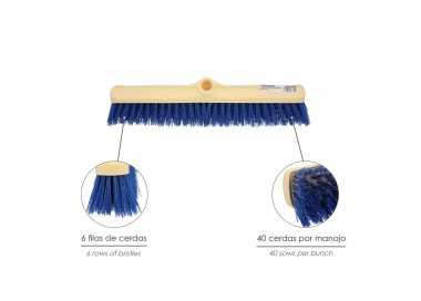 Cepillo Barrendero Industrial Fibra Semi Rigida PVC. Soporte Polipropileno 50 cm. (Sin Mango)