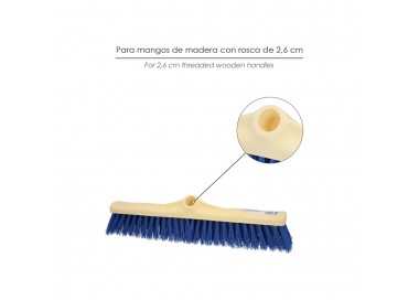 Cepillo Barrendero Industrial Fibra Semi Rigida PVC. Soporte Polipropileno 50 cm. (Sin Mango)