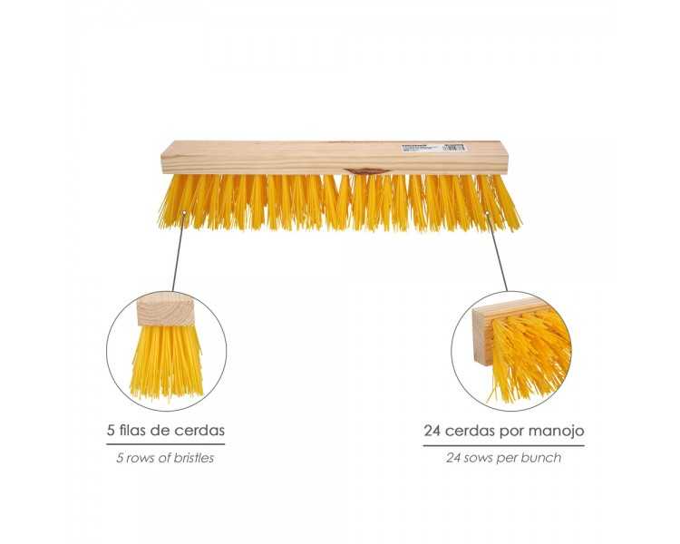 Cepillo Barrendero Industrial Fibra Polipropileno. Soporte Madera 50 cm. (Sin Mango)