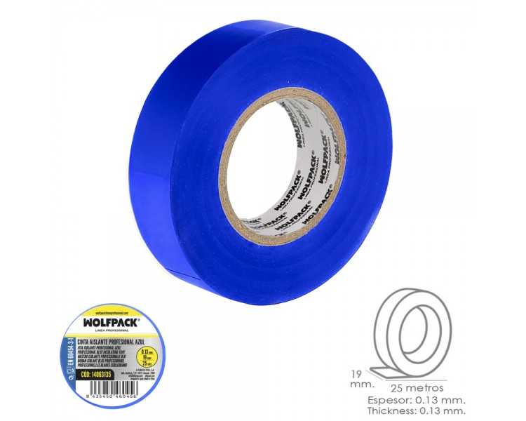Cinta Aislante Profesional Azul Espesor 0.13 mm. Ancho 19 mm. Rollo 25 Metros Cinta Electricista, Cinta Aislante Cable
