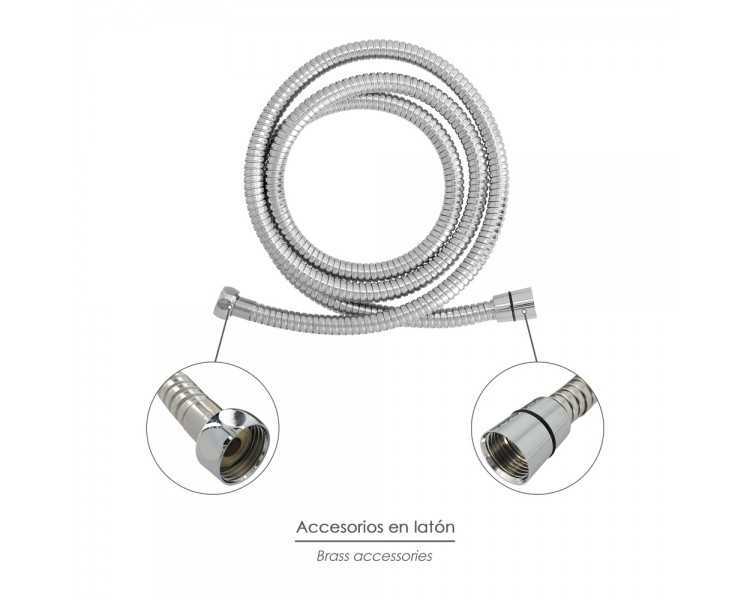 Flexo / Manguera Ducha Extensible Acero Inoxidable 1,7 a 2 Metros Accesorios de Latón. Flexible, Resistente a Torceduras,