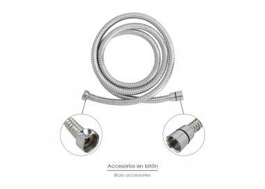 Flexo / Manguera Ducha Extensible Acero Inoxidable 1,7 a 2 Metros Accesorios de Latón. Flexible, Resistente a Torceduras,