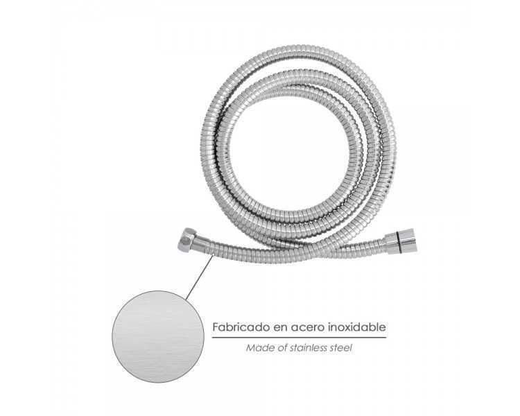 Flexo / Manguera Ducha Extensible Acero Inoxidable 1,7 a 2 Metros Accesorios de Latón. Flexible, Resistente a Torceduras,