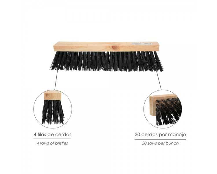Cepillo Barrendero Industrial Fibra PVC Soporte Madera 50 cm. (Sin Mango)