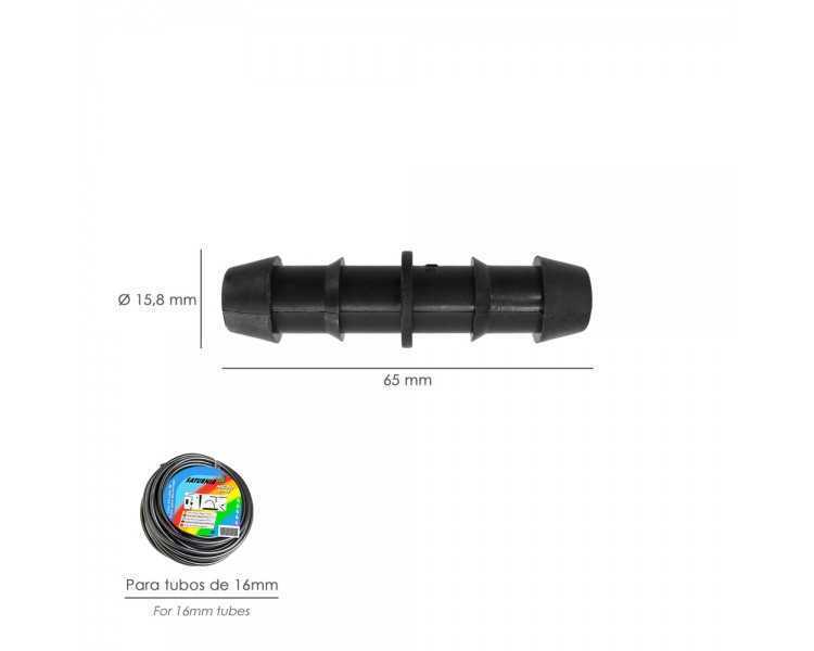 Enlace Simple Para Tuberias Goteo Ø 16 mm. (Bolsa 100 Piezas) Riego Por Goteo, Microaspersión, Riego Por Nebulizacion