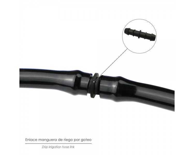 Enlace Simple Para Tuberias Goteo Ø 16 mm. (Bolsa 100 Piezas) Riego Por Goteo, Microaspersión, Riego Por Nebulizacion