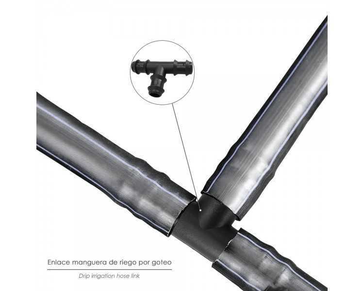 Te Simple Para Tuberias Goteo Ø 16 mm. (Bolsa 100 Piezas) Riego Por Goteo, Microaspersión, Riego Por Nebulizacion