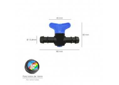 Llave De Paso Extra Para Tuberias Goteo Ø 16 mm. (Bolsa 50 Piezas) Riego Por Goteo, Microaspersión, Riego Por Nebulizacion