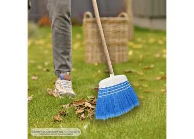 Escoba Jardin Azul Con Cordones Sin Mango, Escoba Terrazas, Terrazas, Cocheras, Calles,