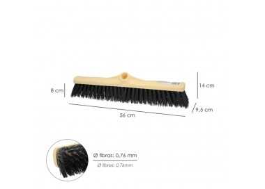 Cepillo Barrendero Industrial Fibra Rigida PVC. Soporte Polipropileno 50 cm. (Sin Mango)