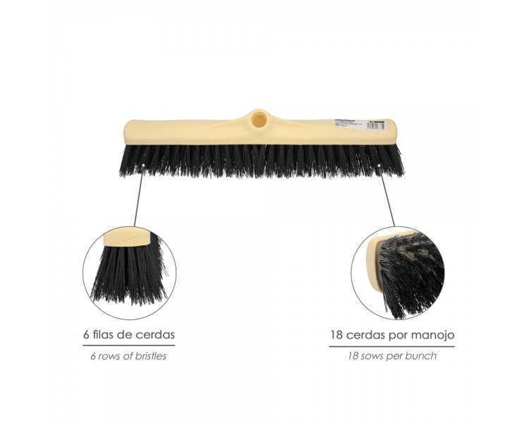 Cepillo Barrendero Industrial Fibra Rigida PVC. Soporte Polipropileno 50 cm. (Sin Mango)