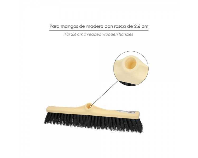 Cepillo Barrendero Industrial Fibra Rigida PVC. Soporte Polipropileno 50 cm. (Sin Mango)
