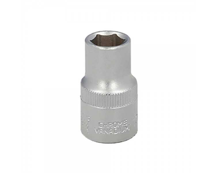 Llave Vaso 1/2" Hexagonal 13 mm. Perfil de 6 caras. Acero Cromo Vanadio, Aristas Redondas