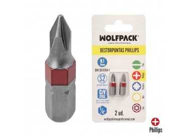 Puntas Largas Destornillador Phillips Nº 1 (2 Piezas). Acero S2 al Cromo Vanadio. Puntas Hexagonales, Destorpuntas,
