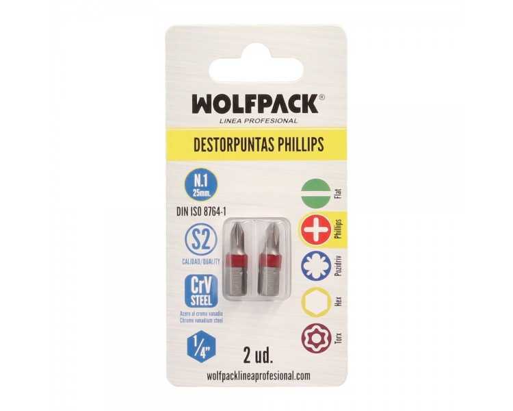 Puntas Largas Destornillador Phillips Nº 1 (2 Piezas). Acero S2 al Cromo Vanadio. Puntas Hexagonales, Destorpuntas,
