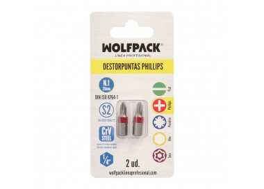 Puntas Largas Destornillador Phillips Nº 1 (2 Piezas). Acero S2 al Cromo Vanadio. Puntas Hexagonales, Destorpuntas,