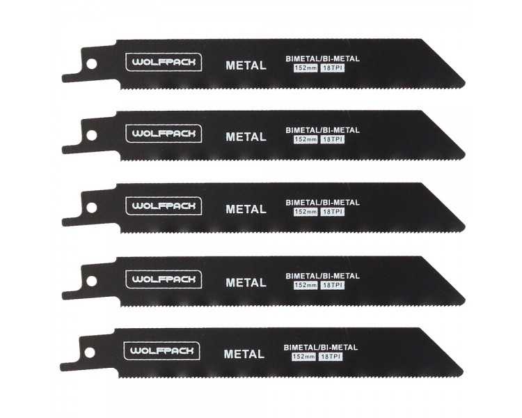 Hoja Sierra Sable Para Metales 152 mm. 18 Tpi. 5 Piezas. Sierra Hierro Aluminio, Cobre, Plastico