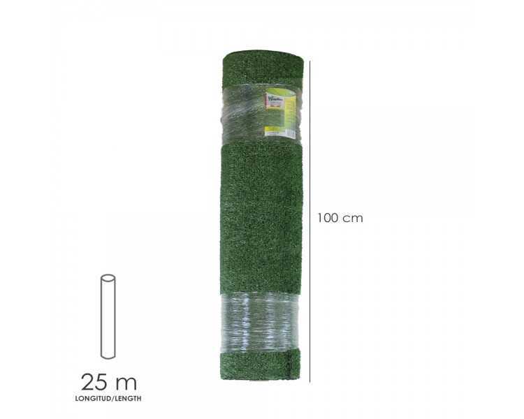 Cesped Artificial 7 mm. Rollo 1x25 mt. Césped Moqueta Para Interior y Exterior. Jardín, Terraza, Balcón. Uso Domestico