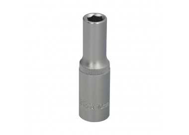 Llave Vaso 1/2" Hexagonal Larga 10 mm. Perfil de 6 caras. Acero Cromo Vanadio, Aristas Redondas