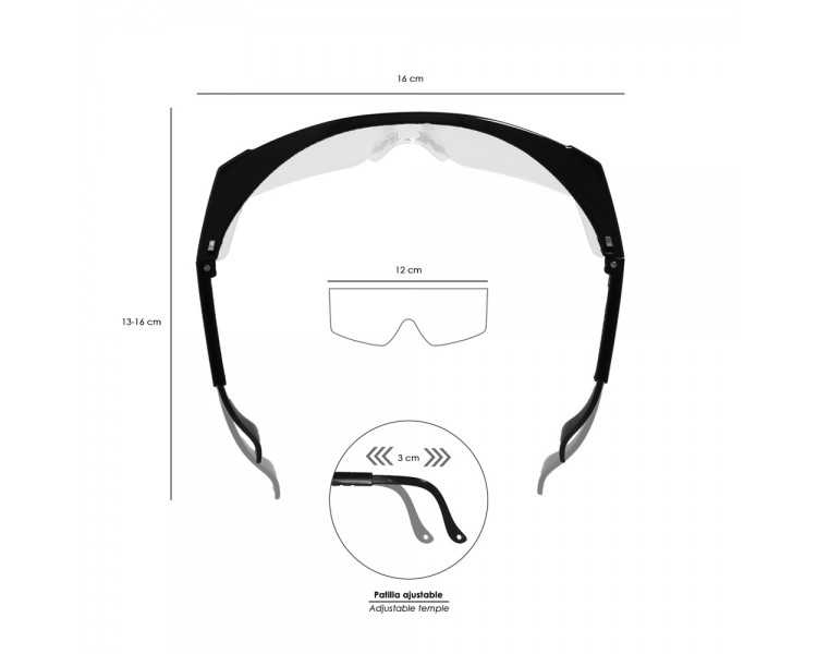 Gafas Proteccion Con Patillas Ajustables Certificación EN166. Lente Color Transparente. Gafas Protección Gafas Trabajo