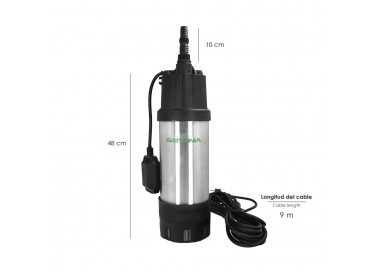 Bomba Aguas Limpias Sumergible Multietapa 1000 W. 5.200 lts/hora, Profundidad 7 Mts, Elevación 35 mts. Presion Max: 3,5 Bares
