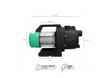 Bomba Aguas Limpias Superficie 800 W. 3.200 lts/hora, Profundidad 8 Mts, Elevación 40 mts. Presion Max: 4,0 Bares