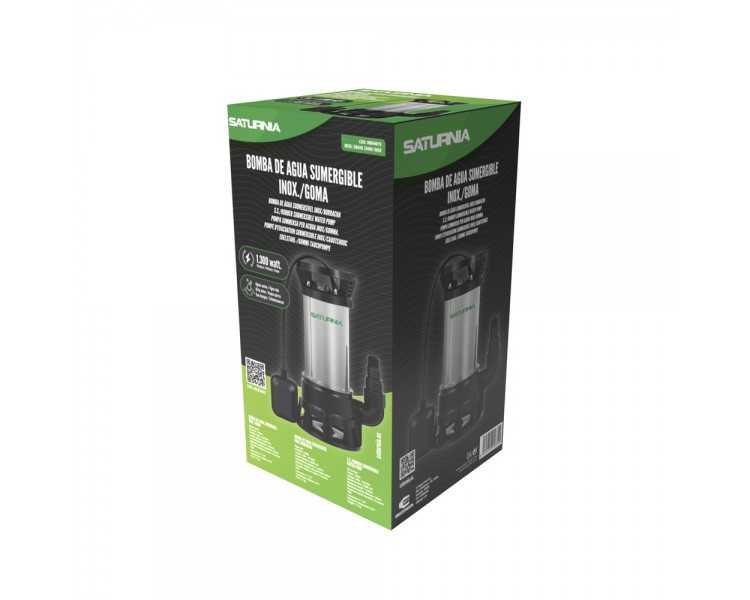 Bomba Aguas Sucias Sumergible Inoxidable 1.300 W. 25.000 lts/hora, Profundidad 7 Mts, Elevación 11 mts. Particulas max. Ø 38 mm.