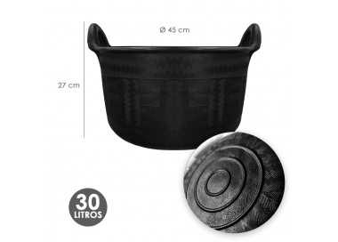 Espuerta Goma Carbonera 30 Litros Con Asas Base y Laterales Reforzado. Espesor 1 cm. Espuerta Obra, Cubo Goma Obra