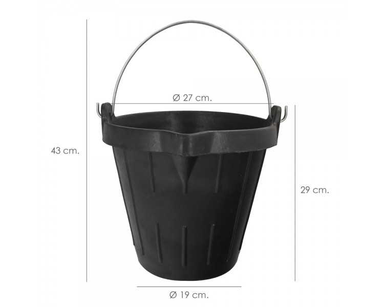 Cubo Obra Industrial Goma 10 Litros Con Pico Vertedor. Base y Laterales Reforzado. Espesor 1 cm. Espuerta Obra, Cubo Goma Obra