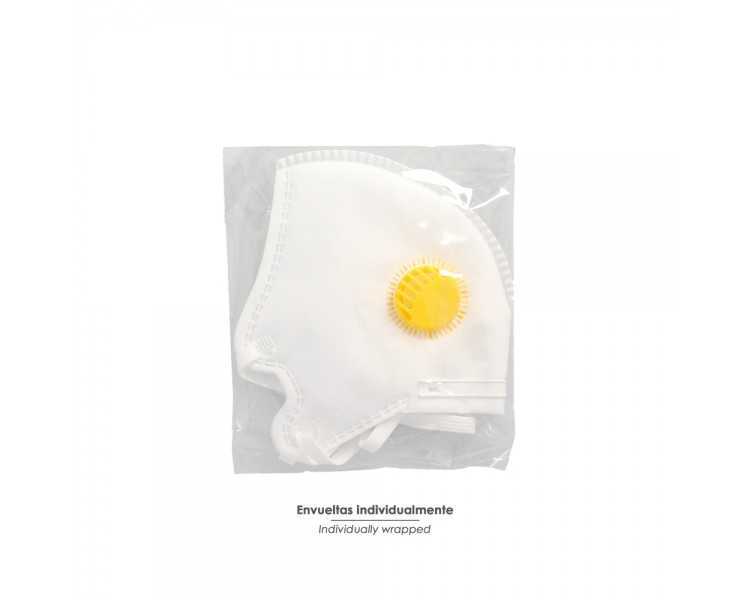 Mascarilla Respiratoria FFP2 Con Valvula. Plegable (20 Unidades) Envasadas Individualmente