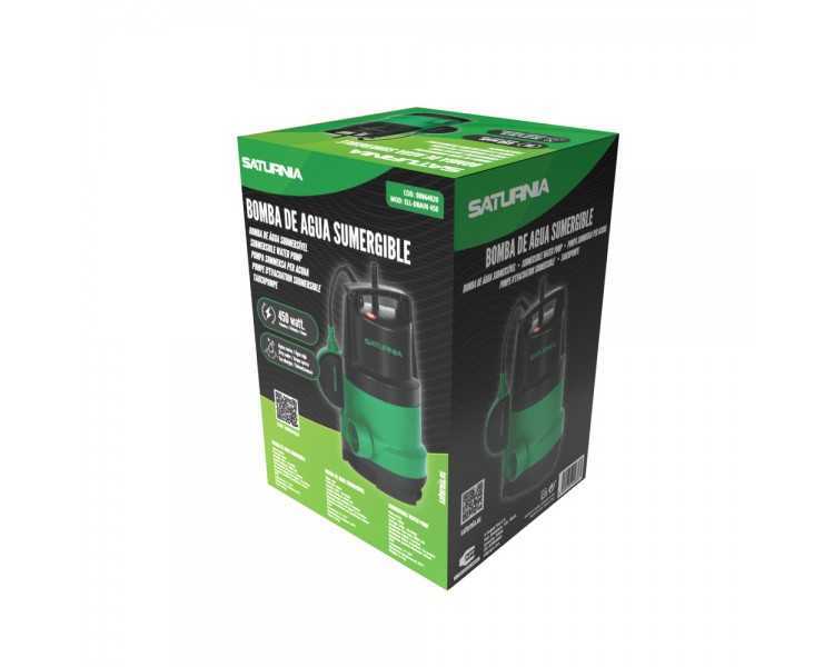 Bomba Aguas Sucias Sumergible 450 W. 8.000 lts/hora, Profundidad 5  Mts, Elevación 5,5 mts. Particulas max. Ø 30 mm.