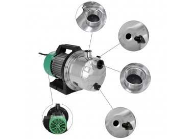 Bomba Aguas Limpias Superficie Acero Inoxidable 1.300 W. 5.000 lts/hora, Profundidad 8 Mts Elevación 50 mts. Presion Max: 5 Bar