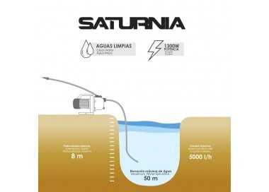 Bomba Aguas Limpias Superficie Acero Inoxidable 1.300 W. 5.000 lts/hora, Profundidad 8 Mts Elevación 50 mts. Presion Max: 5 Bar