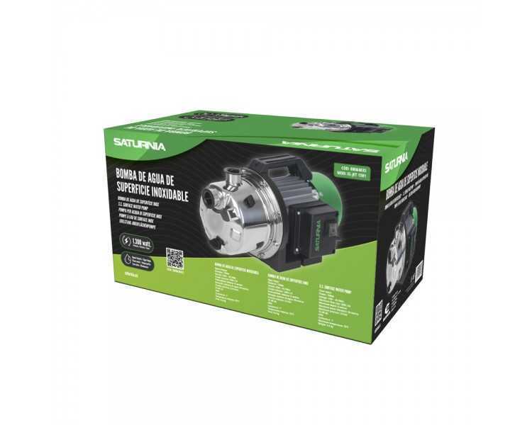 Bomba Aguas Limpias Superficie Acero Inoxidable 1.300 W. 5.000 lts/hora, Profundidad 8 Mts Elevación 50 mts. Presion Max: 5 Bar