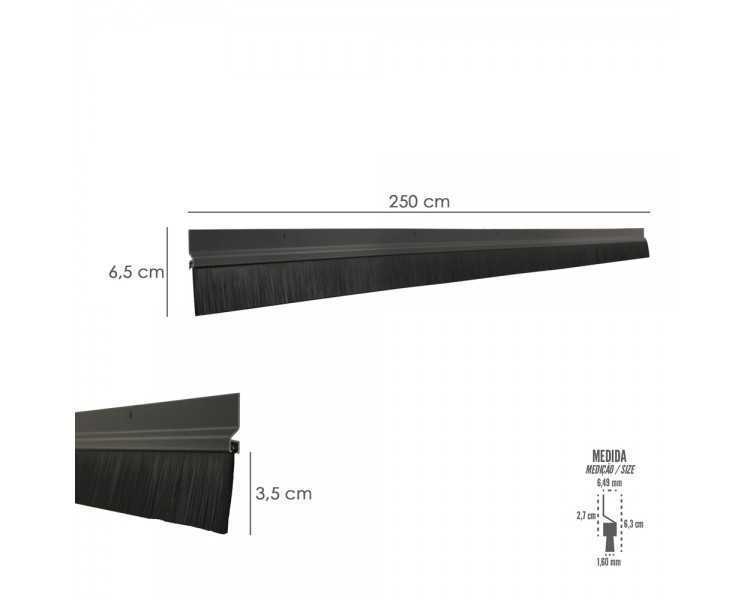 Burlete Para Puertas De Garaje Aluminio Negro Con Cepillo 2,5 m. Cepillo De Puerta, Burlete Garaje, Burlete Cepillo Cochera