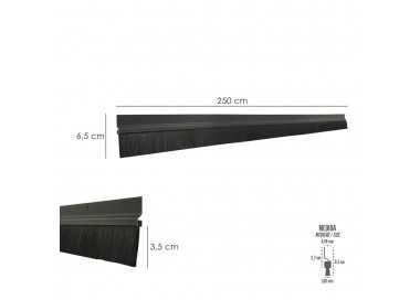 Burlete Para Puertas De Garaje Aluminio Negro Con Cepillo 2,5 m. Cepillo De Puerta, Burlete Garaje, Burlete Cepillo Cochera