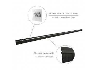 Burlete Para Puertas De Garaje Aluminio Negro Con Cepillo 2,5 m. Cepillo De Puerta, Burlete Garaje, Burlete Cepillo Cochera