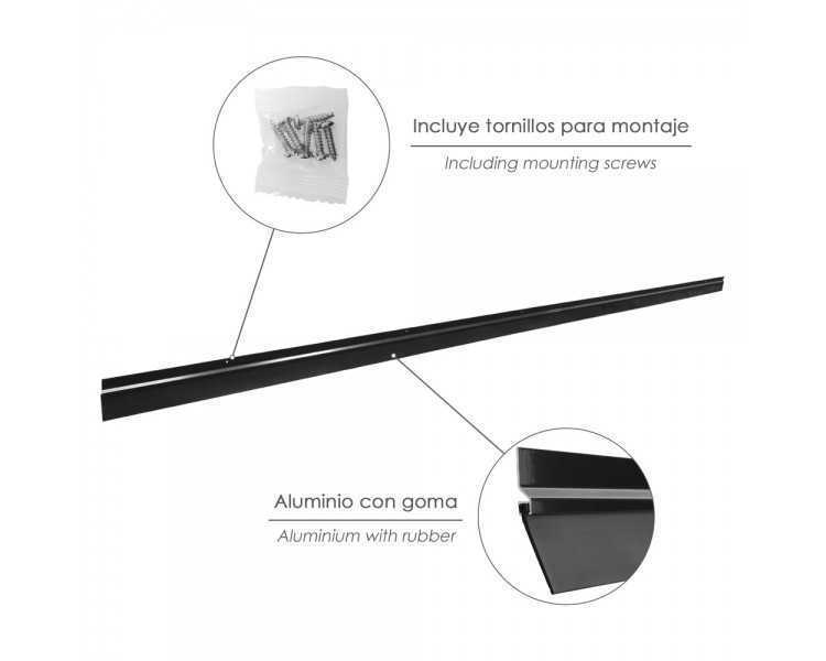 Burlete Para Puertas De Garaje Aluminio Negro Con Goma 2,5 m. Perfil Bajo Cochera Cepillo De Puerta, Burlete Garaje