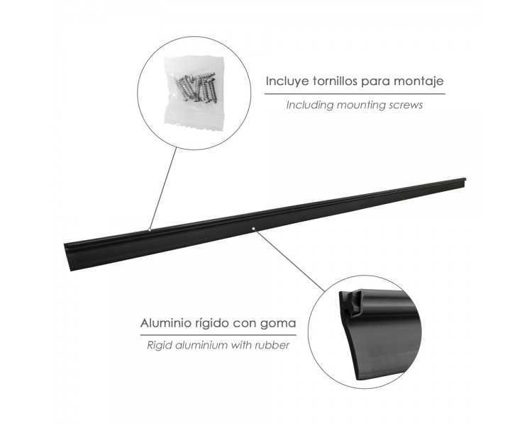 Burlete Reforzado Para Puertas De Garaje Aluminio Negro Con Goma 2,5 m. Perfil Bajo Cochera Cepillo De Puerta, Burlete Garaje
