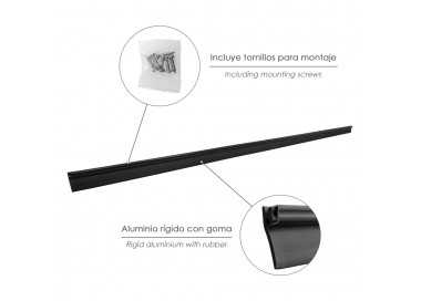 Burlete Reforzado Para Puertas De Garaje Aluminio Negro Con Goma 2,5 m. Perfil Bajo Cochera Cepillo De Puerta, Burlete Garaje
