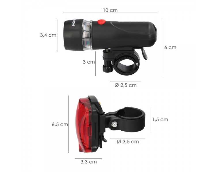 Kit Luces Led Delantera y Trasera Para Bicicleta / Patinete. Funcionamiento a Pilas.
