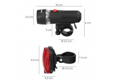 Kit Luces Led Delantera y Trasera Para Bicicleta / Patinete. Funcionamiento a Pilas.