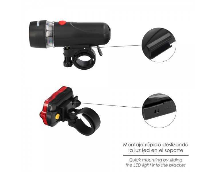 Kit Luces Led Delantera y Trasera Para Bicicleta / Patinete. Funcionamiento a Pilas.