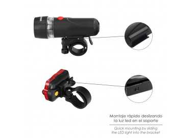 Kit Luces Led Delantera y Trasera Para Bicicleta / Patinete. Funcionamiento a Pilas.