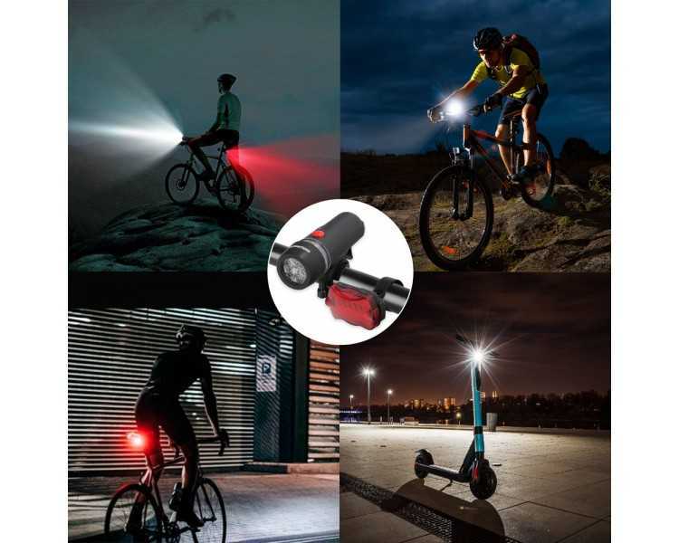 Kit Luces Led Delantera y Trasera Para Bicicleta / Patinete. Funcionamiento a Pilas.