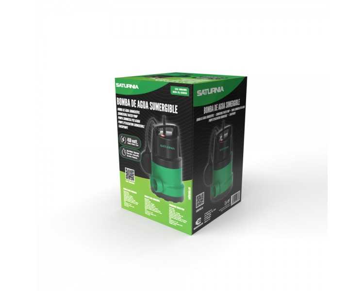 Bomba Aguas Limpias Sumergible 450W. 8.000 lts/hora, Profundidad 5 Mts, Elevación 5,5 mts.